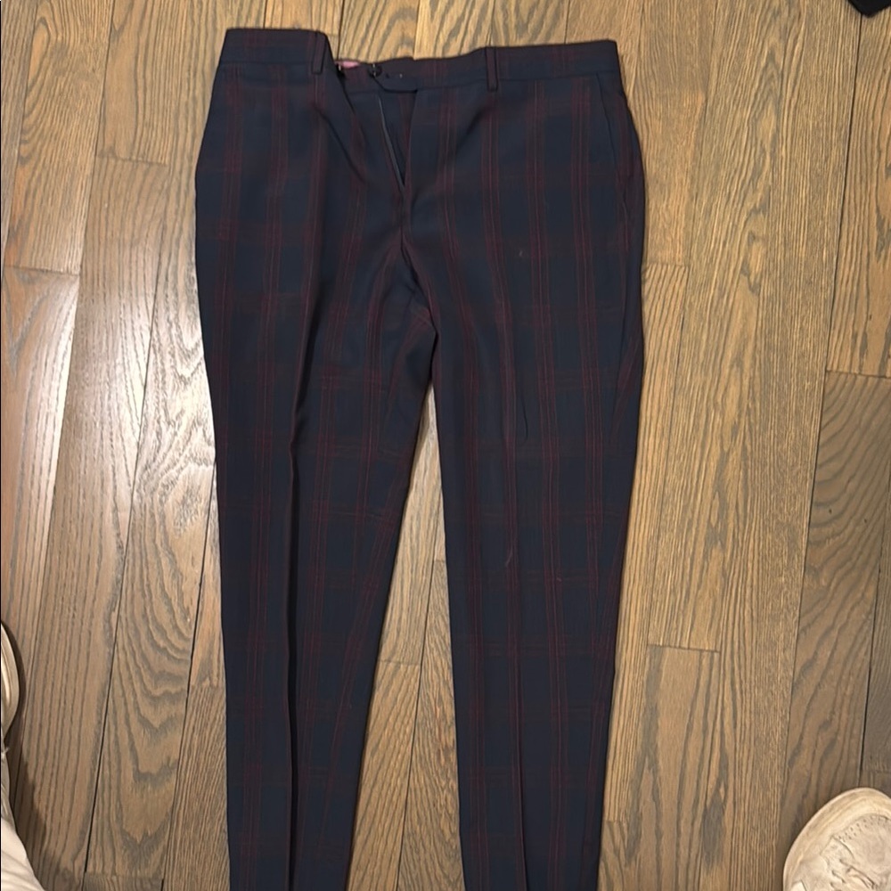 Men's Plaid Pants - Navy and Red